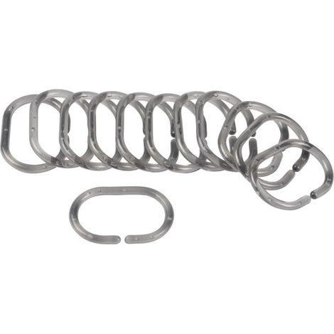 Lot de 12 Anneaux de Rideau de Douche Translucides "Vitamine II" 6cm Anthracite (1/2)