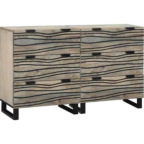 Sideboard Set 2 pcs Weiß 60 x 33,5 x 75 cm Massivholz Mango
