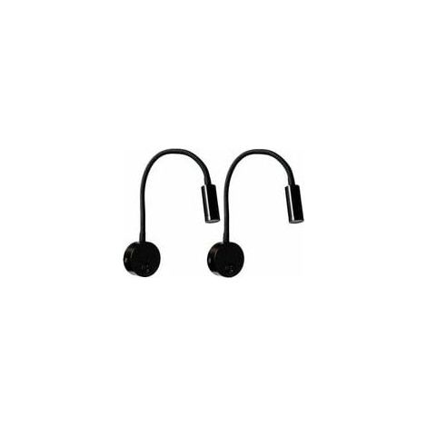 2 Pièces Noire Lampe de lecture Murale 3W, Flexible Cou Réglable Applique Lampe de Bureau en Aluminium, Lampe de Chevet avec Interrupteur LED Soins des Yeux (1/5)