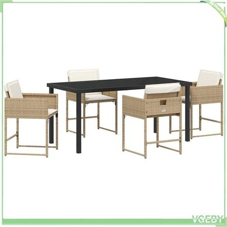 Ensemble de salle à manger pour jardin - FAFEICY - 3380022 - Beige - Polyrotin - 4 personnes (1/5)