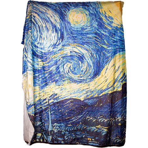 Coperta a quadri con stampa "Notte stellata" di Van Gogh, calda, 130x150 cm. (1/2)