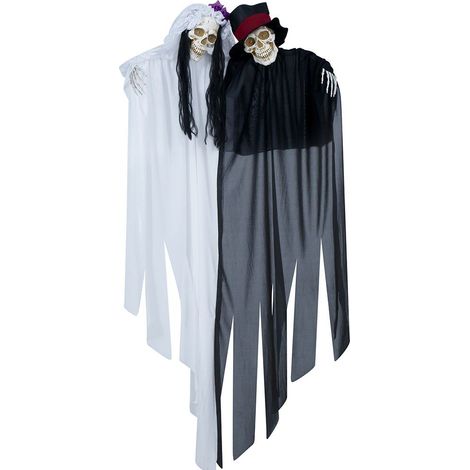SUSPENSION SQUELETTES MARIÉS LUMIÈRE SON 120CM Noir- DECORATION DE FETE HALLOWEEN (1/2)
