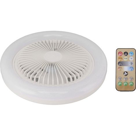 2-in-1 LED ceiling fan, E27 30W, silent, white, 26cm, remote control included (1/5)