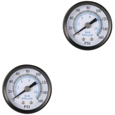 Mini manomètre basse pression à montage arrière 0,3 cm, filetage de 0,3 cm, manomètre incassable pour carburant, air, huile, eau 2pcs (1/5)