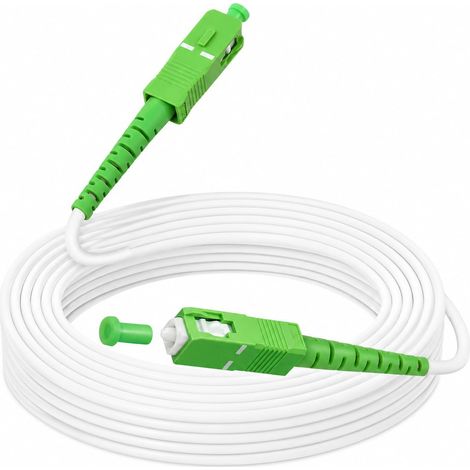 Câble Fibre Optique Orange SFR Bouygues - SC/APC vers SC/APC - Rallonge Jarretiere (10 mètres) (1/5)