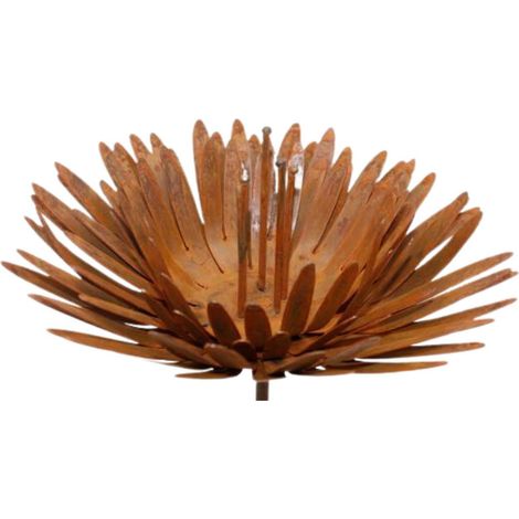 Tuteur Fleur Chrysanthème en Métal Rouillé Décoration de Jardin Patine Vintage Ø 23 cm - PANGIVO (1/4)
