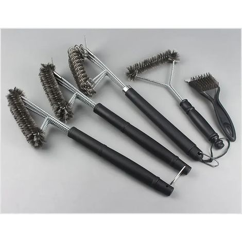 Brosse métallique pour barbecue à gaz et grill outil de nettoyage efficace poils métalliques durables accessoires de cuisine en plein air (1/5)