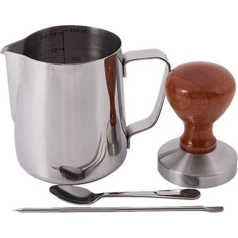 Lot de 4 accessoires de café 58 mm Presse-purée en acier inoxydable avec presse-purée de mousse 12 oz (1/4)