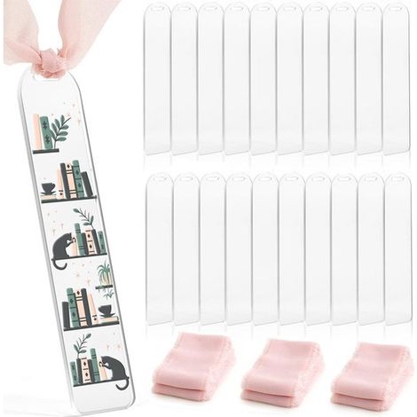 20 Marcapáginas de acrílico transparente, Etiquetas colgantes DIY en blanco, Placas de acrílico para pasatiempos y creatividad, Incluye orificio (1/2)