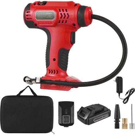 Compresor de aire inalámbrico de 20 V, apagado automático, pantalla LCD, 150 PSI, batería de 2,0 Ah (negro) (1/5)