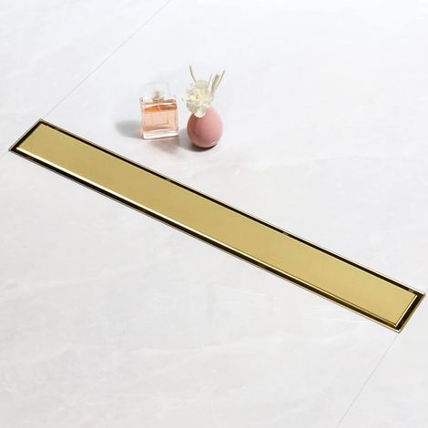 Caniveau Douche Italienne Doré 60 cm, Panneau 2 en 1, avec Siphon et Filtre (1/5)
