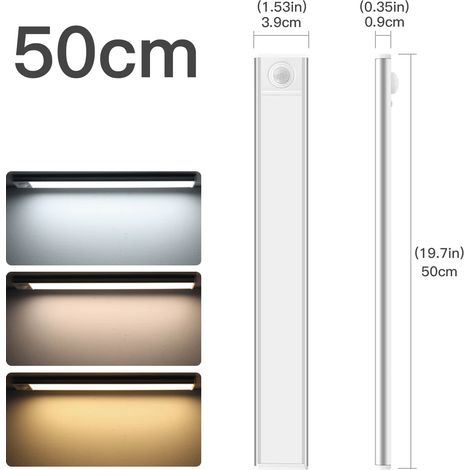 (50CM) Lampe LED rechargeable par USB à induction corporelle, luminosité réglable, 3 couleurs disponibles. (1/5)