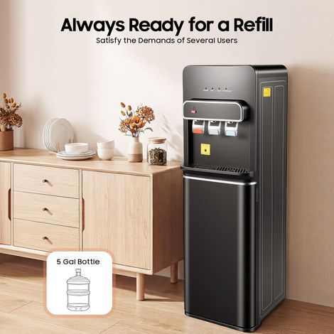 500W Stand-Wasserspender, elektrischer Heißwasserspender mit Bodenbefüllung, Wasserspender, doppelte Heiß-/Kaltfunktion, für Zuhause, Büro, Küche (Schwarz) (1/5)