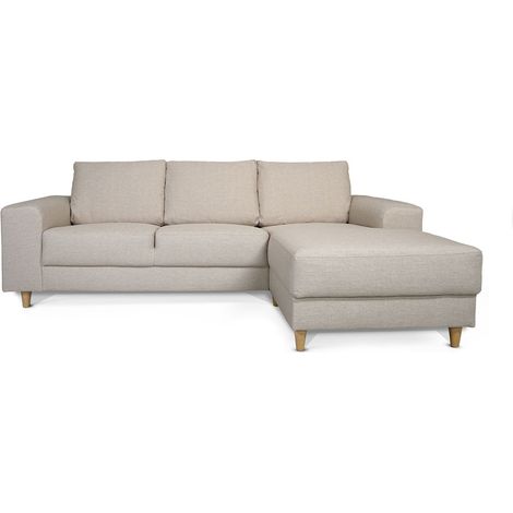 Nordic canapé avec chaise longue tourné vers la droite beige clair.