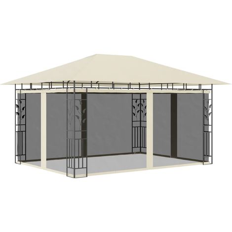 Tonnelle de jardin Tonnelle Barnum Belvédère avec moustiquaire 4x3x2,73 m Crème 180 g/m² 41324 (1/5)