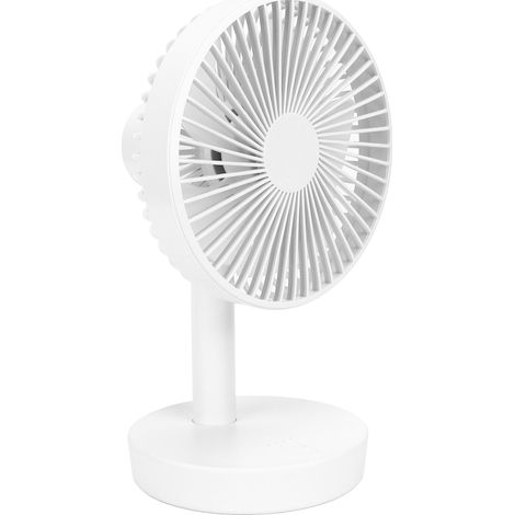 Ventilateur de bureau oscillant USB à 3 vitesses, 5 pales, brise douce, petit ventilateur de bureau personnel avec tête orientable automatique, blanc (1/5)
