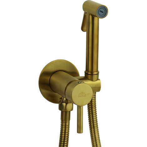 Einbau-Bidetset aus gebürstetem Gold mit Mischbatterie und Dusche Paffoni ZDUP110HGSP Honey Gold Spazzolato