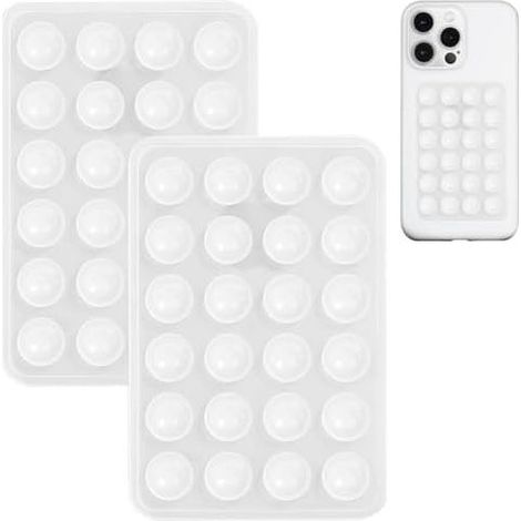 Lot de 2 Supports de téléphone à Ventouse en Silicone, adhésif en Silicone antidérapant pour téléphone Portable, Support Solide pour Selfies et vidéos (translucide) (1/4)
