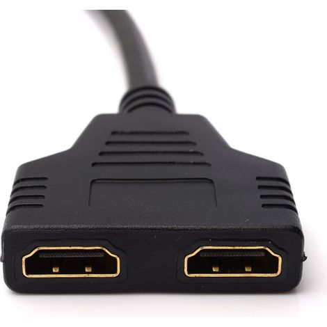 Cable divisor HDMI macho a dos hembras, divisor de interfaz multimedia de alta definición con 1 entrada y 2 salidas, diseño compacto y estructura robusta. (1/2)