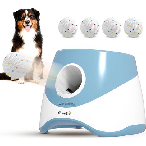 PawHut Automatic Dog Ball Launcher with 5 ETPU Balls, Blue (1/5)