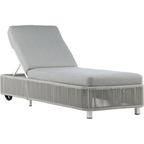 Transat à Roulettes "Virya" 205cm Blanc & Gris (1/5)