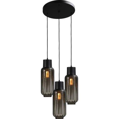 Lampe à suspension Lett ll Verre fumé à 3 lumières - 2157-05-05-35-3