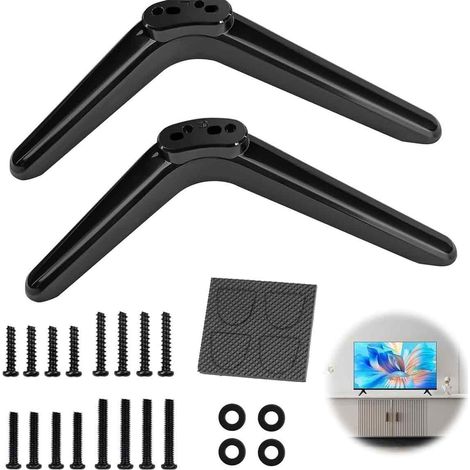 Universal tabletop TV stand, compatible with most 23-65 inch LCD flat screens, black