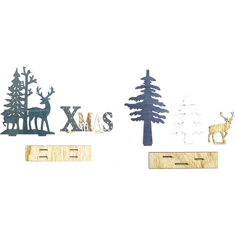 Lot de 2 rennes, décoration de table en bois, design élégant, intérieur, Noël (1/5)