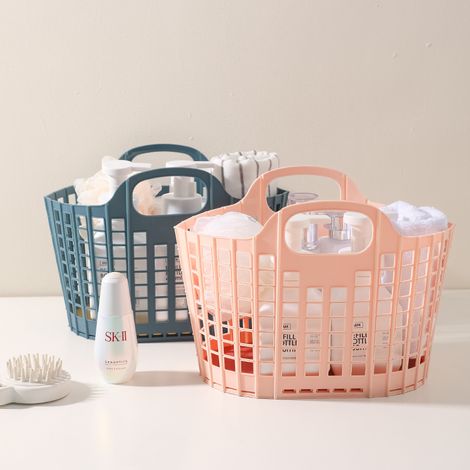 Paniers souples en plastique pour le marché, les courses, les fruits et légumes, les pique-niques, le rangement de douche, les paniers organisateurs avec poignée pour la salle de bain. (1/5)