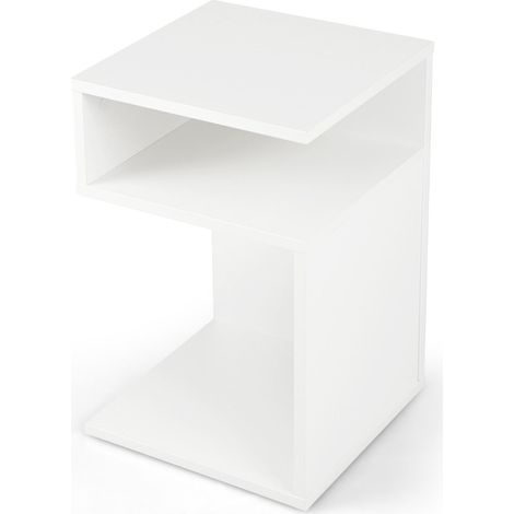 Mesa auxiliar de 33 x 33 x 50 cm con amplio espacio de almacenamiento y elegante diseño en blanco 200013870