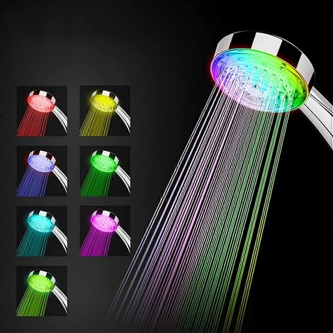 Pommeau de douche universel, douchette à main, couleurs LED à changement automatique, protection contre les ions négatifs pour économiser l'eau sous haute pression (1/5)