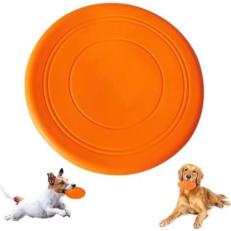 Durable Orange Silicone Dog Frisbee - 18cm Outdoor Interactive Toy