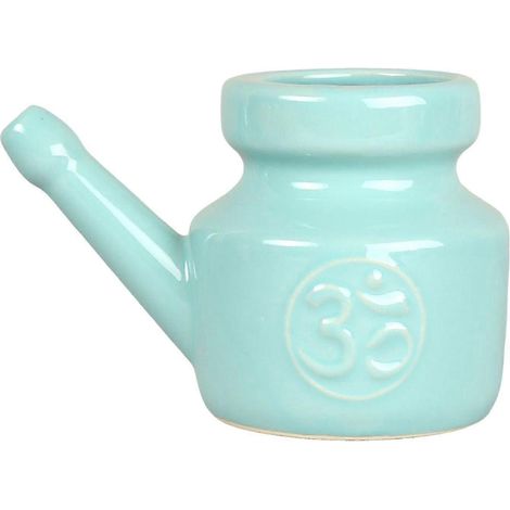 Pot Neti en céramique, portable et confortable pour le nettoyage du nez (bleu clair) (1/5)
