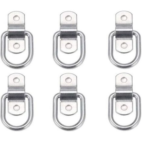 Lot de 6 anneaux de fixation robustes en forme de D – pour sangles, supports, crochets, points d’ancrage et attelage de remorques (1/3)