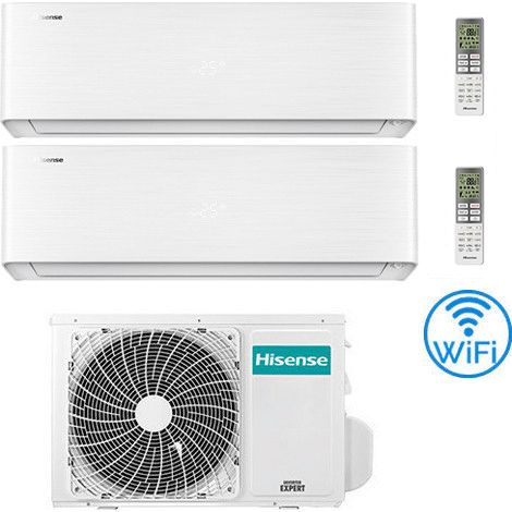 Klimaanlage Hisense Energy Pro X mit Wifi R32 Dual-Split-Wechselrichter 9000 + 12000 BTU mit E.U. 2AMW42U4RGC Klasse A++/A+