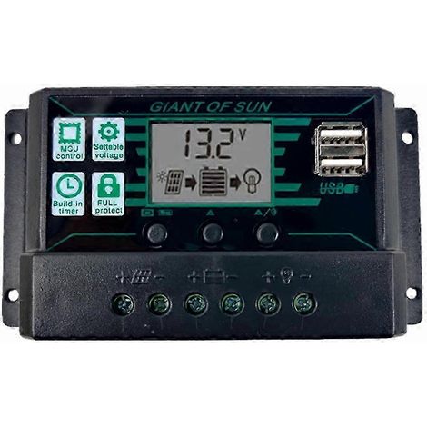 Contrôleur de charge solaire optimisé pour batteries lithium-ion LiFePO4, gel et plomb-acide, compatible avec les panneaux solaires 12 V et 24 V (1/5)
