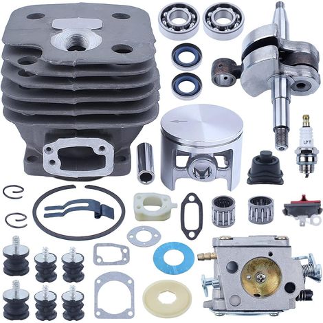 52mm Cylinder Piston Crankshaft Carburetor Kit for Husqvarna 266 266SE 268 272 272K 272XP Chainsaw Replacement 503 75 81 72, 503613371, HS254B Part W/AV Buffer Bearing Washer Gasket (1/5)