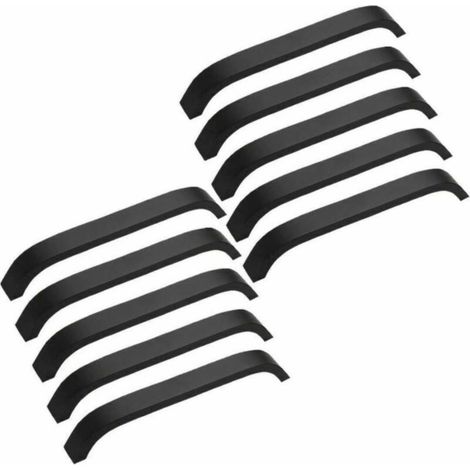 Lot de 10 Poignées de Meuble Cuisine Noires Poignées de Placard Porte Cuisine Meuble Placard Entraxe 160mm (1/4)