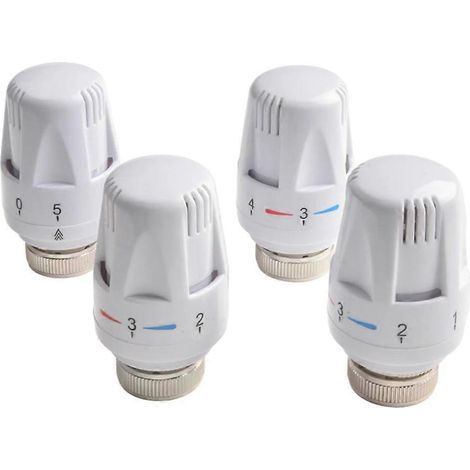 Quatre robinets thermostatiques réglables pour radiateur, avec protection antigel et fonction de régulation de température, M30x1,5 (1/5)