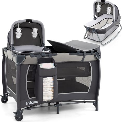 5-in-1 tragbares Babybett mit Wickeltisch und Babywiege