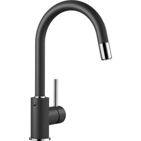 Blanco – Mitigeur de cuisine avec douchette extractible – Finition anthracite/chrome – Bec pivotant 360° – Cartouche céramique – 521455