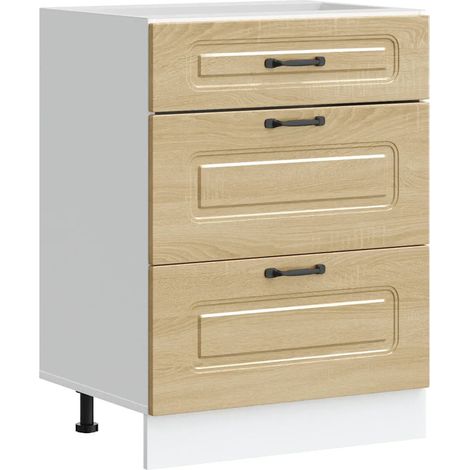 Armario de cocina moderno con puertas de almacenamiento 60 x 46 x 81 cm de madera contrachapada roble Sonoma 020050499 (1/5)