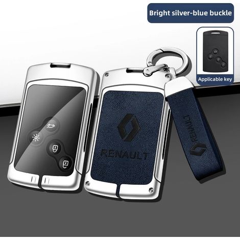 (B bleu argenté 02) Étui de protection pour clé de voiture Renault Koleos Kadjar Captur Megane Talisman Espace Clio Scenic Arkana Sandero Duster Logan,Housse de clé de voiture pou (1/5)