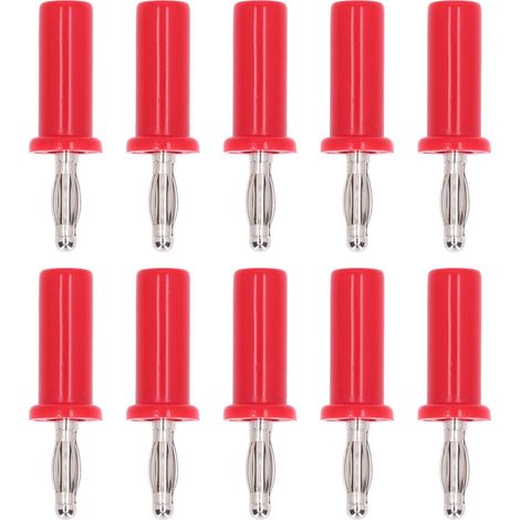 Lanternes, fiche banane en laiton ABS, connecteur de haut-parleur soudé pour Instruments électroniques, 4mm rouge, 10 pièces (1/5)