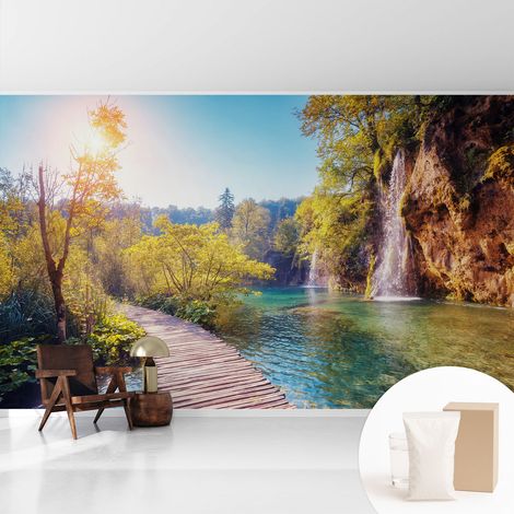 Tapete Vliestapete mit Kleber- abwaschbar - Raumgestaltung Schlafzimmer Wohnzimmer Tapete Natürliche Landschaft 416x254 cm (1/5)