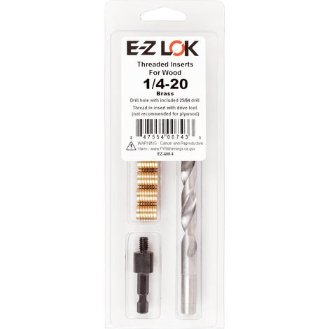 inserts filetés pour bois, kit d'installation en laiton, avec inserts filetés de couteau 1/4-20 (5), perceuse, outil d'installation (1/5)