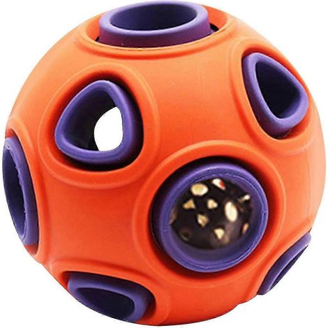 Balle à mâcher en caoutchouc pour chiens de taille moyenne à grande, avec clochette intégrée : jouet interactif à mâcher. (1/5)