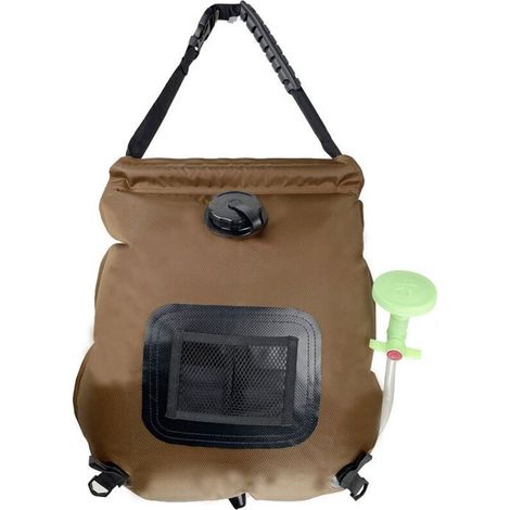 Sac de douche solaire thermique de camping de 20 L avec tuyau amovible pour randonnée en plein air (1/3)