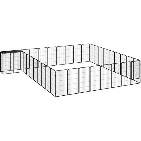 vidaXL Jaula perros 38 paneles acero recubierto polvo negro 50x100 cm (1/5)