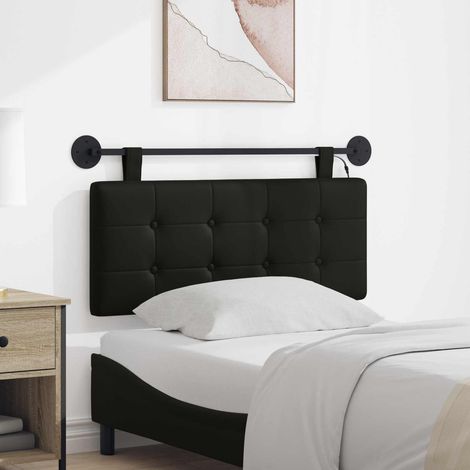 Tête de lit suspendue LED murale en simili cuir noir 110 x 55 x 5 cm - PANGIVO (1/5)